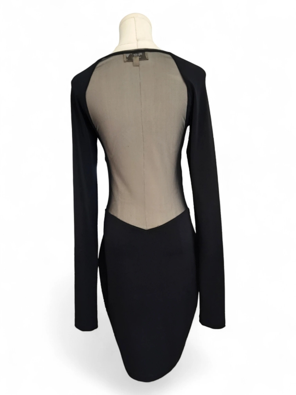 Elizabeth and James Black Bodycon Mesh Sheer Back Dress Womens Medium - Picture 4 of 10
